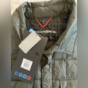 Hawke & Co Green Quilted Puffer Shirt Jacket Snap Up Medium NWT